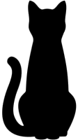 Silhouette of a seated black cat.